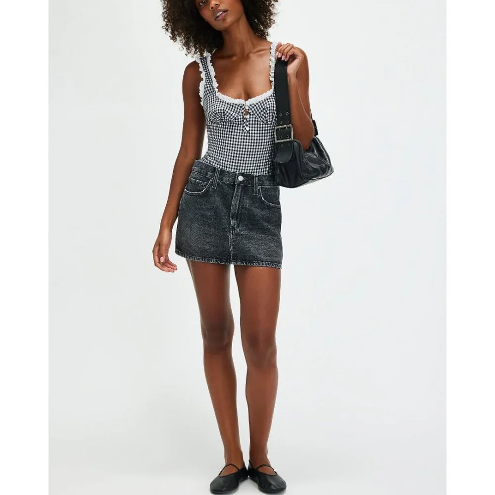 Free People Black and White Gingham Bodysuit - Picture 4 of 9